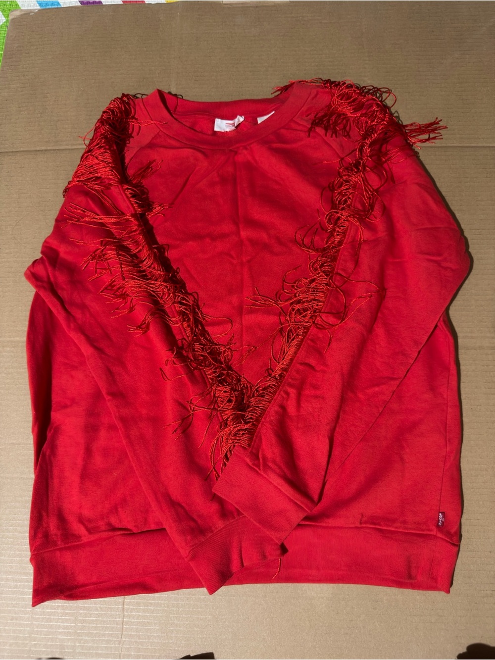 Levi's Red Fringe Crewneck Sweater